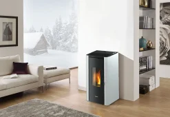 Freepoint Pelletofen Indigo weiß schwarz, weiß, bis 7kW Heizleistung
