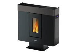 FreePoint Pelletofen MOON Stahl, 10 kW, Raumheizvermögen: 240 m³, schwarz