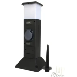Gartensteckdose mit Lampe 2 Steckdosen, ohne Kabel