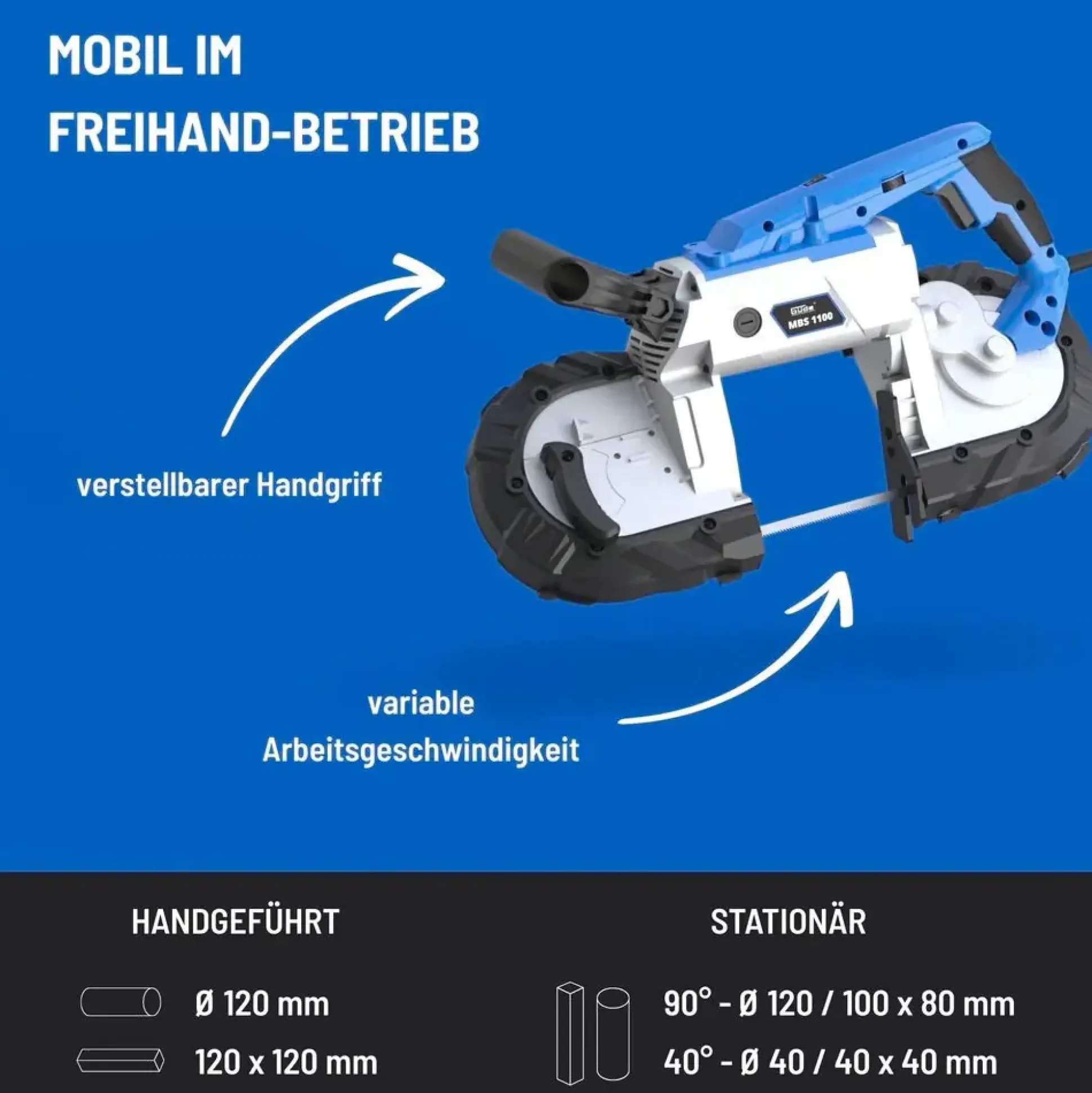 Güde Metallbandsäge MBS 1100 W integrierte LED