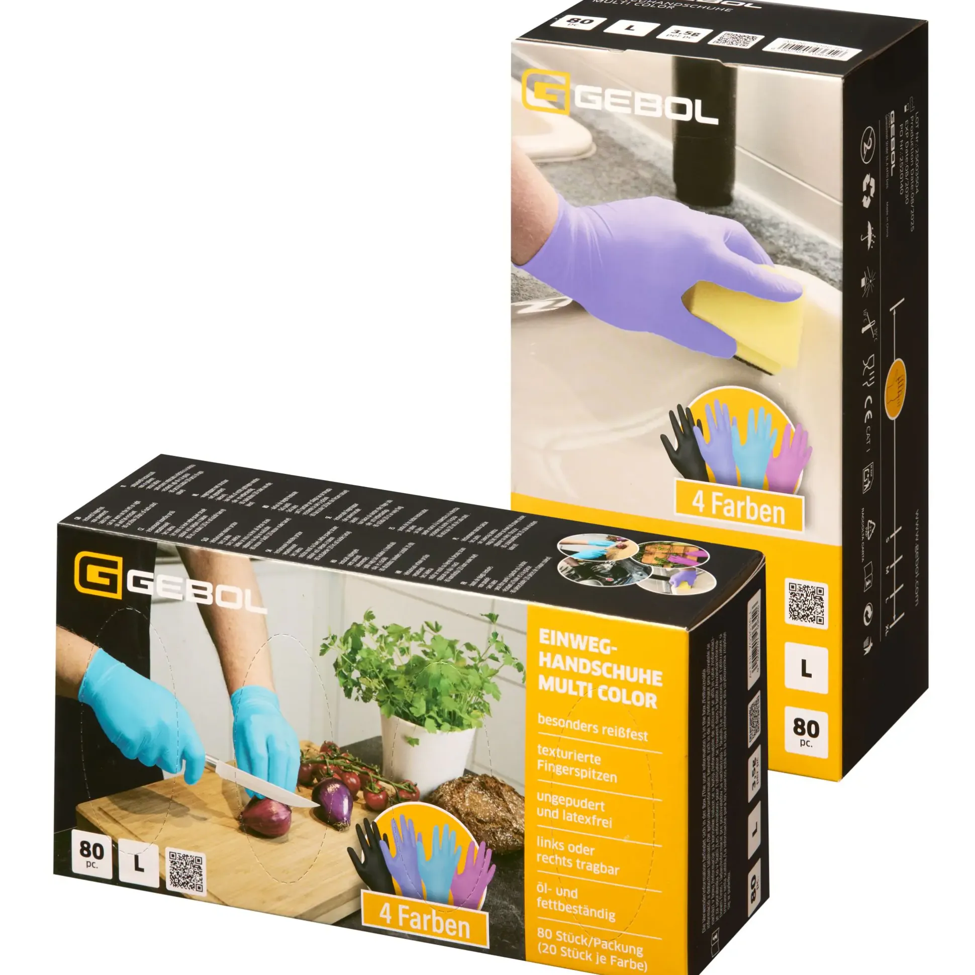 Gebol Einweghandschuhe ungepudert Gr. L Multi Color 80 Stück