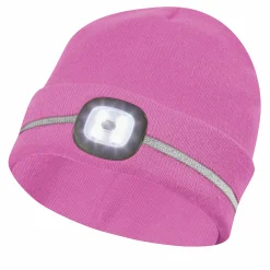 Gebol Mütze Beanie LED Kinder mit Reflektionsstreifen pink