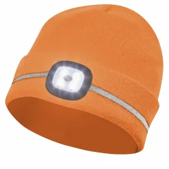 Gebol Mütze Beanie LED mit Reflektionsstreifen orange
