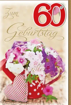 Geburtstagskarte Bunte Blumen 60. A6