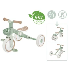 Globber Dreirad für Kinder Learning Trike 2-in-1 Plus Eco salbeigrün