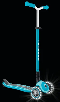 Globber Scooter für Kinder mit Leuchtrollen Master Lights blau
