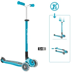 Globber Scooter für Kinder mit Leuchtrollen Master Lights blau