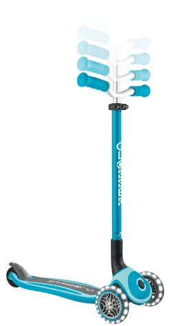 Globber Scooter für Kinder mit Leuchtrollen Master Lights blau