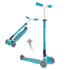 Globber Scooter für Kinder mit Leuchtrollen Master Lights blau