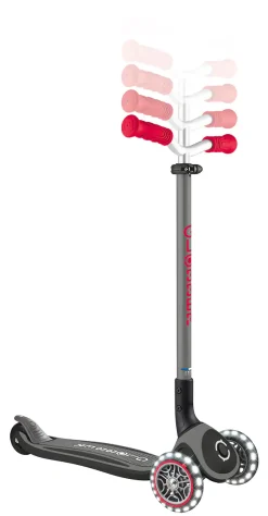Globber Scooter für Kinder mit Leuchtrollen Master Lights schwarz/rot