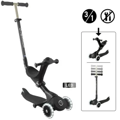 Globber Scooter 3in1 Junior Go-Up Deluxe Lights schwarz mit Leuchtrollen
