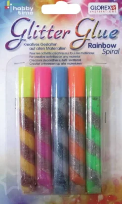 Glorex Glitter-Spiral-Glue 5 x 10,5 ml Rainbow Colors