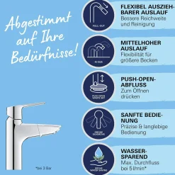 Grohe Quickfix Waschtischarmatur Start M-Size verchromt ausziehbar