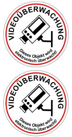 Hermann Schütz Aufkleber Videoüberwachung 2er-Set je Ø 60mm