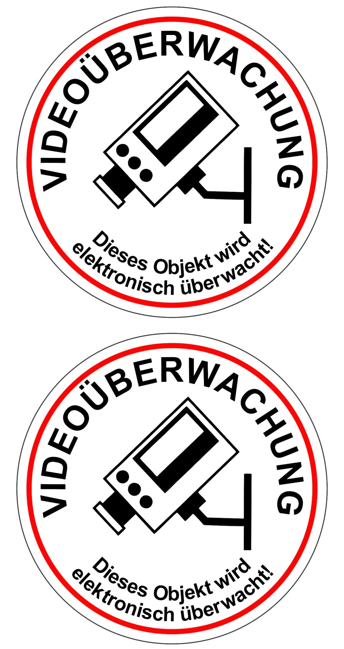 Hermann Schütz Aufkleber Videoüberwachung 2er-Set je Ø 60mm