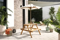 Kindersitzgruppe Mia mit Sonnenschirm holz