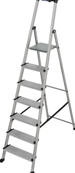 Krause Aluminium Stufen-Stehleiter Sepuro 7 Stufen mit Ablageschale 3,50 m