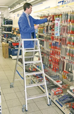 Krause Aluminium-Doppelleiter STABILO fahrbar 2,70 m