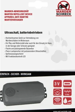 LAS Marder-Abwehrgerät mit Ultraschall 95dB 3V DC batteriebetrieben