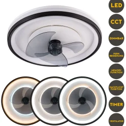 LED Deckenleuchte mit Ventilator Cloudy Ø 48 cm 55W warmweiß-kaltweiß