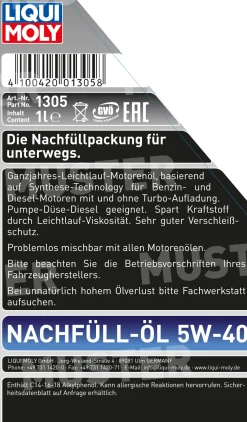 Liqui Moly Motoröl 5W-40 Nachfüll-Öl 1 L
