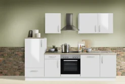 Menke Küchenzeile White Premium mit E-Geräte hochglanz weiß 280 cm