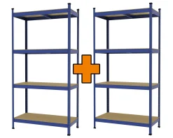 Metallsteckregal 180 x 90 x 45 cm 2er Set 4 Holzböden 1060 kg