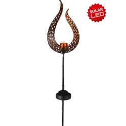 Näve Solar-Gartenleuchte LED mit Dämmerungssensor Flamme 90 cm bronze