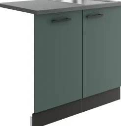 Optifit Spüle mit Unterschrank-Set Verona 405 steingrün/anthrazit 90 cm