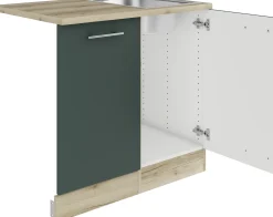 Optifit Spüle mit Unterschrank-Set Savona 405 steingrün/eiche 90 cm