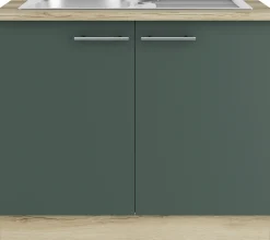 Optifit Spülenunterschrank Savona 405 steingrün/eiche 100 cm