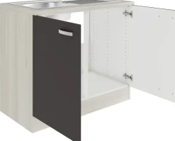 Optifit Spülenunterschrank Faro 220 anthrazit/akazie 100 cm