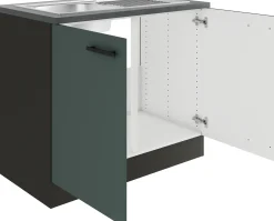 Optifit Spülenunterschrank Verona 405 steingrün/anthrazit 100 cm