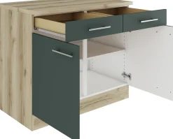 Optifit Unterschrank Savona 405 steingrün/eiche 100 cm