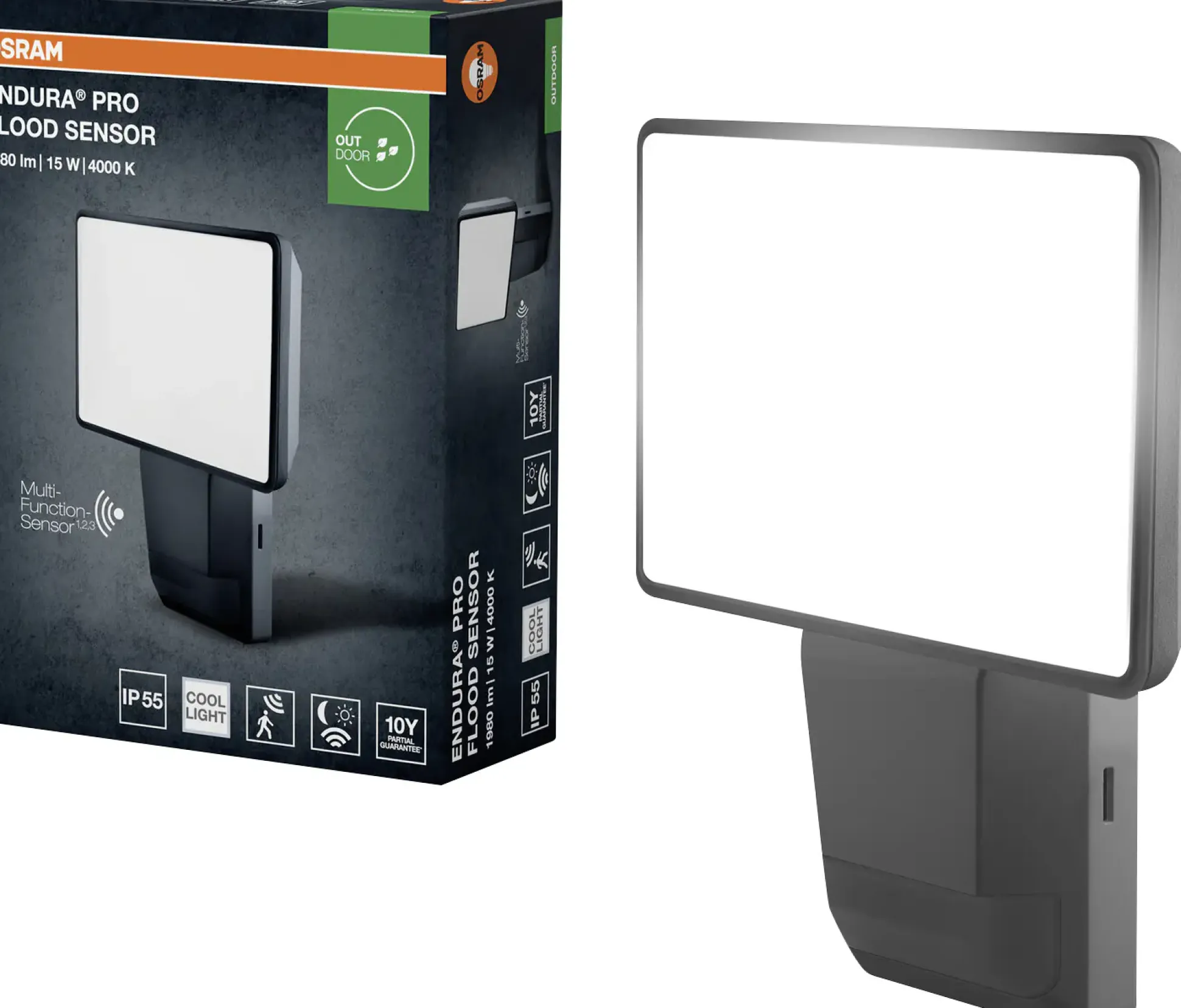 Osram Außenleuchte ENDURA PRO Flood Sensor 15W 4000K IP55 dunkelgrau