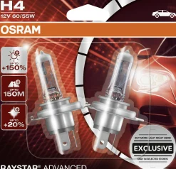 Osram Halogenlampe H4 Raystar Advanced +150% 12V 60/55W