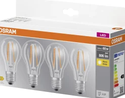 Osram LED Leuchtmittel Base Klassik A60 6,5W, 806lm, 2700K, warmweiß, 4er Pack