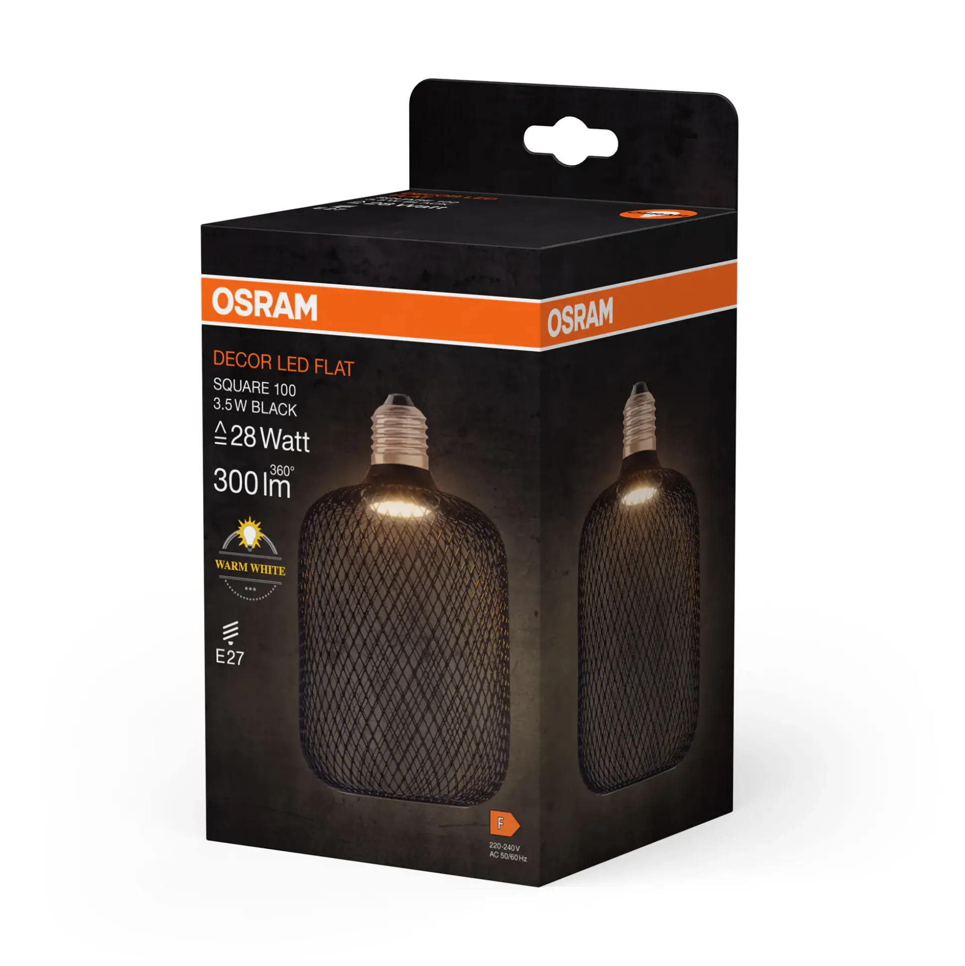 Osram LED Leuchtmittel Decor Flat Square 100 schwarz 3,5W 827 matt E27 Non-DIM