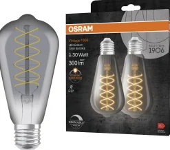 Osram LED Leuchtmittel E27 2er Pack Vintage 1906 Edison 7,8W rauch dimmbar warmweiß