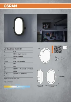 Osram LED Wandleuchte Bulkhead 6W 4000K schwarz