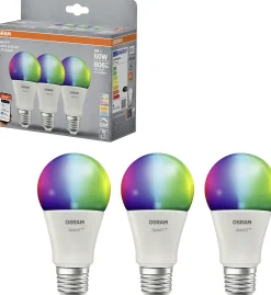 Osram SMART+ Matter Leuchtmittel E27 3er Pack Classic A60 9W RGBW matt