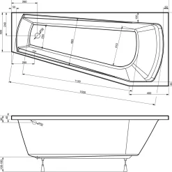 Ottofond Badewanne Bahia 160 x 75 cm, weiß, Modell A