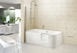 Ottofond Badewanne barrierefrei 180 x 80 cm mit Wassereinlauf rechts weiß