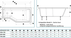 Ottofond Badewanne Cello 170 x 80 cm, weiß, Modell B
