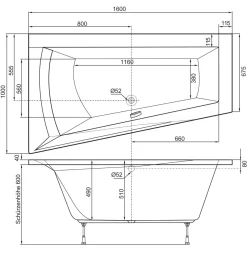 Ottofond Badewanne Galia I 160 x 100 x 67,5 cm, weiß, Modell B