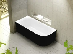 Ottofond Badewanne Mince Corner schwarz-weiß rechts 180 x 80 / 44 cm
