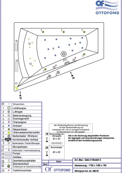 Ottofond Whirlpool Galia II Mod. A 175 x 135 cm, weiß Kombisystem