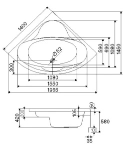 Ottofond Whirlpool-Komplettset Siam 140 cm, weiß