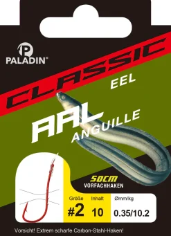 Paladin Aalhaken gebunden Größe 8 50 cm 10 Stück rot