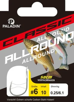 Paladin Allroundhaken gebunden Größe 6 - 50 cm 10 Stück gunsmoke